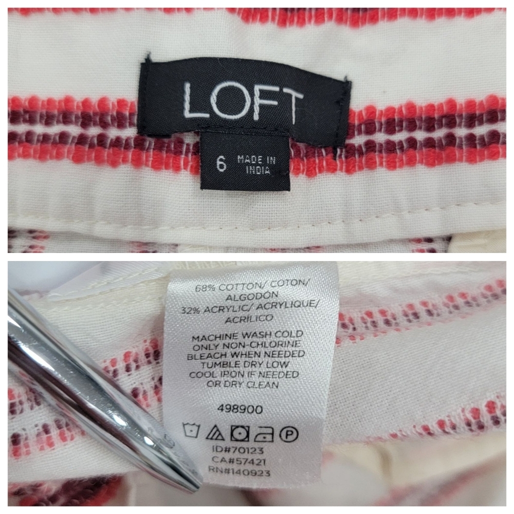 LOFT Striped Shorts Red Cream Euro Summer Cotton Blend Pockets Women’s
Size 6 - Picture 11 of 14